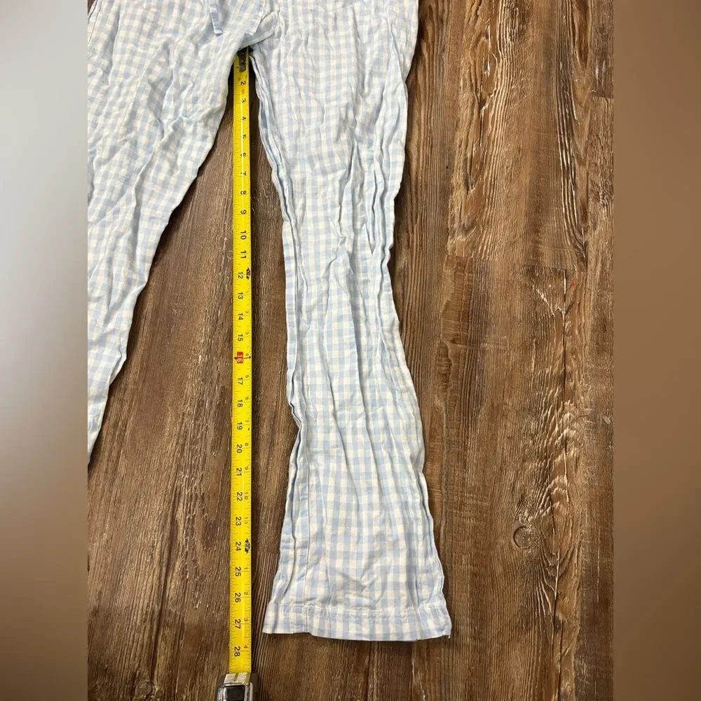 Love by Gap Blue White Gingham Button Down Pajama Bottoms Small Plaid Loungewear